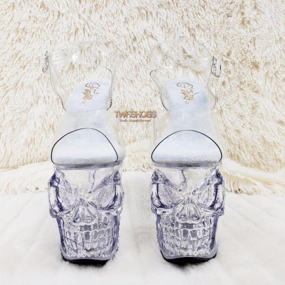 Rapture Clear Skull & Bones Platform 8" Heels - Picture 2 of 15